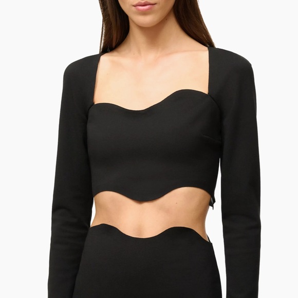 STAUD Long Sleeve Black Corde Top, NEW - Picture 3 of 5